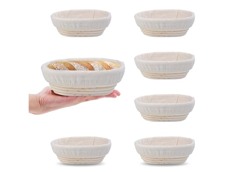 سلة خبز من الخيزران مع قبة قوالب عيد الفصح للتخمير دائرية وبيضاوية