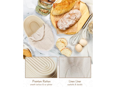 سلة تخمير مسبق للخبز السيليكوني مجموعة سلال كبيرة دائرية بنيتون