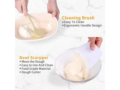 مجموعة خبز البانون البيضاوية بقياس 9 بوصات سعة 1 كجم حجم كبير مخصص من الخيزران المستطيل