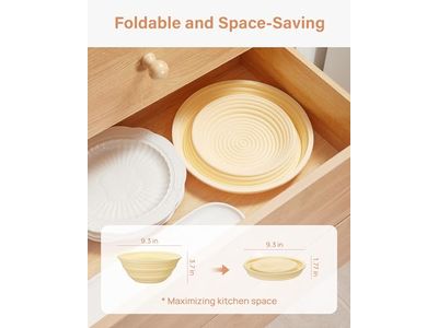 سلال البانون المستطيلة والدائرية للخبز بقياس 10 بوصات بيضاوية مبطنة بالخوص 7 سلال