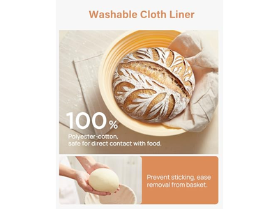 سلال البانون المستطيلة والدائرية للخبز بقياس 10 بوصات بيضاوية مبطنة بالخوص 7 سلال