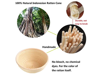 سلة البانون الخوص الفرنسية لتخمير الخبز من خيزران فيتنام للساوردو