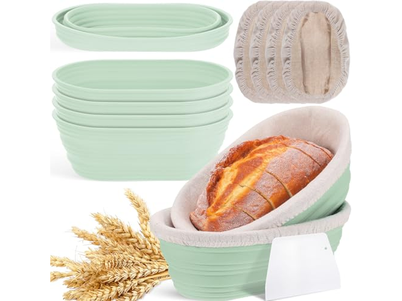 سلة بيضاوية كبيرة وعاء خلط خبز صغير خشبي لتخمير العجين الساوردو بانيتون