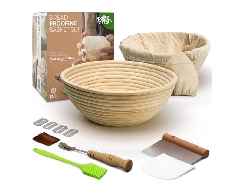 سلة تخمير الخبز الروطان البيضاوية بانيتون 9 بوصات دائرية