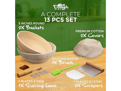 سلة تخمير الخبز الروطان البيضاوية بانيتون 9 بوصات دائرية