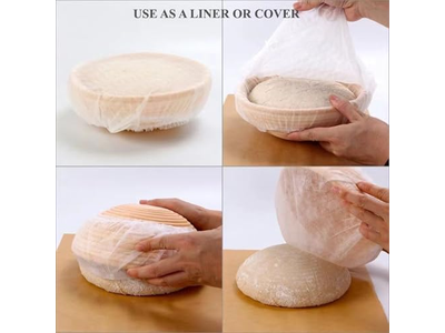 سلة تخمير مع سكين خبز 13 سم بانيتون مع بطانات بيضاوية ومستطيلة 9 بوصات