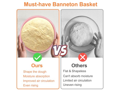 مجموعة سلة تخمير بلاستيكية من الخيزران للخبز حاوية بداية التخمير زرقاء