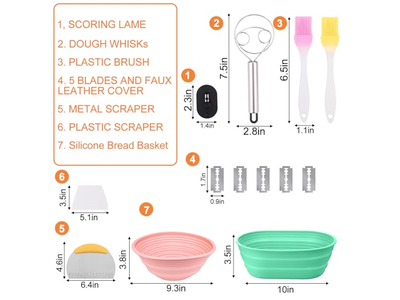 مجموعة سلة تخمير بلاستيكية من الخيزران للخبز حاوية بداية التخمير زرقاء