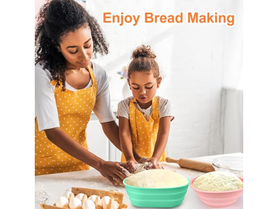 مجموعة سلة تخمير بلاستيكية من الخيزران للخبز حاوية بداية التخمير زرقاء