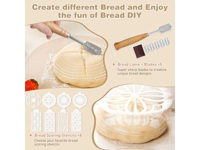 سلة خبز الروطان مع غطاء وبطانة أداة تخمير العجين المخمر