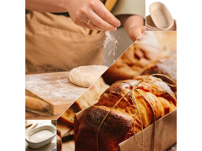 سلة خبز من الخيزران مع قبة قوالب عيد الفصح للتخمير دائرية وبيضاوية