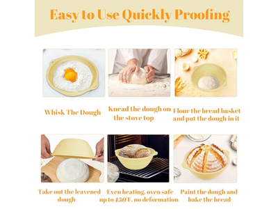 سلة خبز دائرية حرفية مع بطانات لتخمير شكل حلقة للخبز