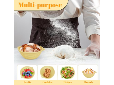 سلة خبز دائرية حرفية مع بطانات لتخمير شكل حلقة للخبز