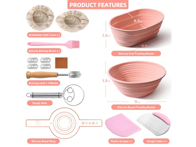 سلة تخمير دائرية وبيضاوية للخبز الخمير سلة بانيتون PP للباجيت والكعك المحبوك